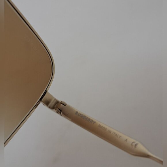 Burberry Sunglasses Gold Brown Gradient Oversized Square Check B3119 58-17-140 - Picture 5 of 14